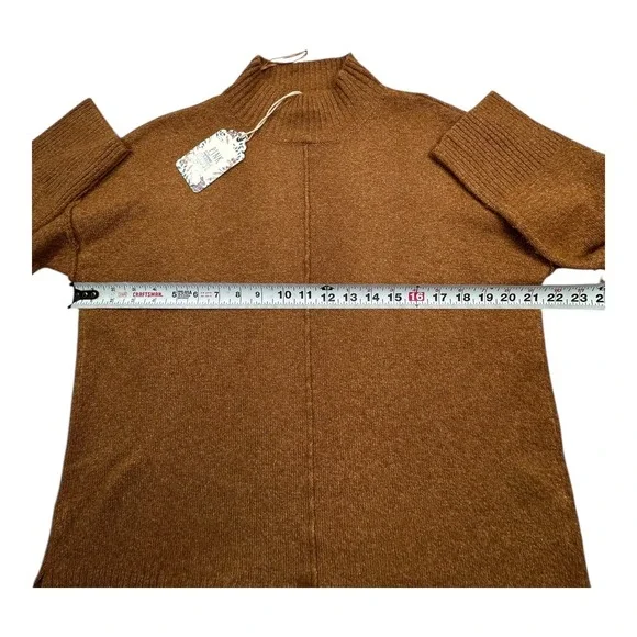 PINK ROSE Caramel Mock Neck Ribbed Knit Sweater Women's Size L - Picture 8 of 9
